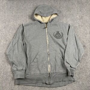 WearFirst Full Zip Hoodie Mens Medium Gray Sherpa Lined Vintage Y2K Grunge Skate